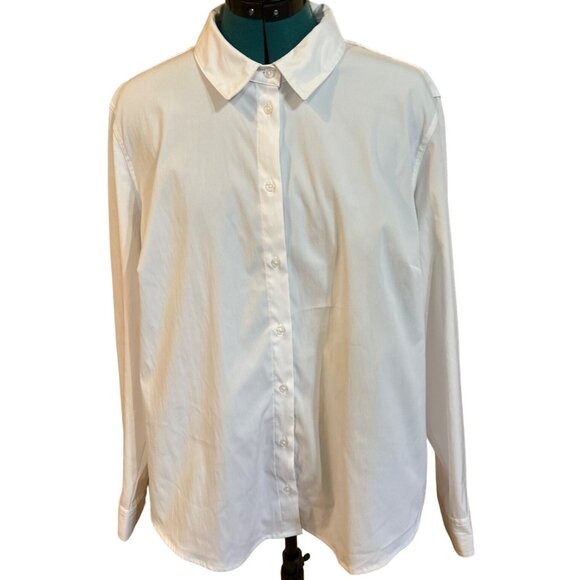 Women's Time & Tru Button-Down White Blouse Polyester Blend Size XXL(20) - Picture 3 of 15